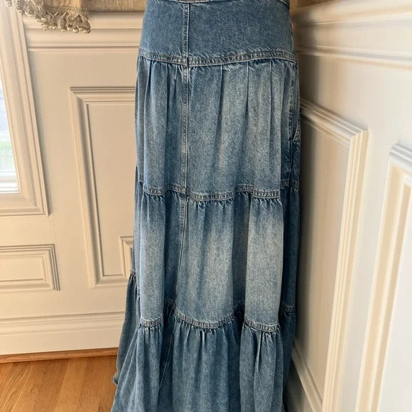 Free People Dreamweaver Denim Skirt - Picture 4 of 9